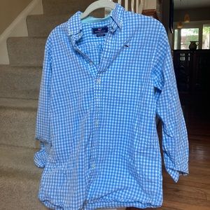 Blue and white checkered boys Vineyard Vine polo